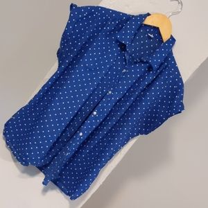 Old Navy blue and white polka dot top - L